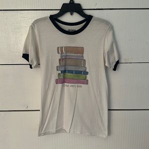 Cute Book T shirt with cuffed shoulders
